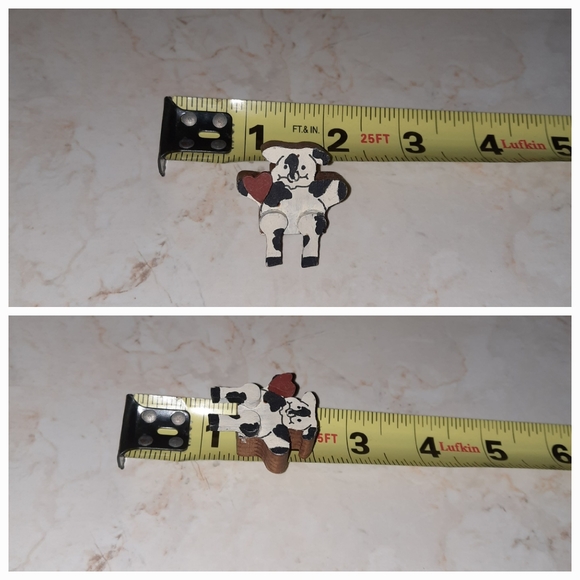 Miniature Wood Trinkets Farm Scene Figurines Cow Pig Shelf Sitters - Picture 9 of 10